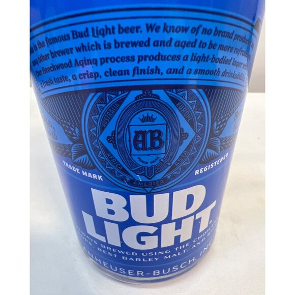 Bud Light Blue Plastic Pint Glass 16oz Beer Can Design Collectible By Anheuser-B - Picture 2 of 3